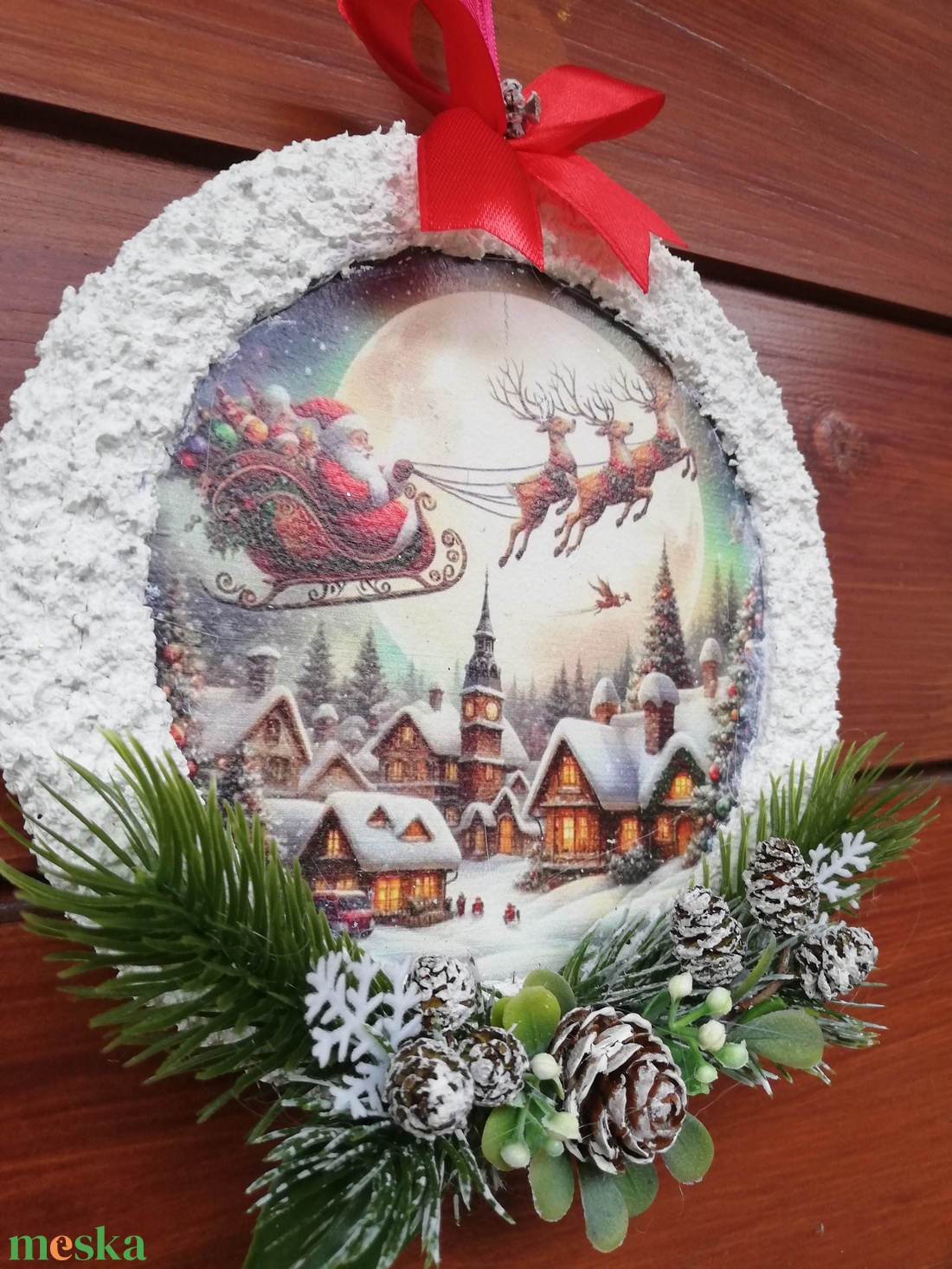 Kisméretű téli ajtó/ablakdísz Télapóval  - karácsony - karácsonyi lakásdekoráció - karácsonyi ajtódíszek - Meska.hu