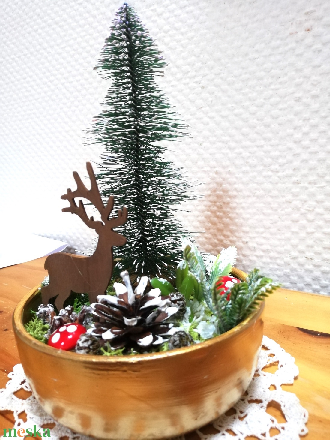 Téli asztal/polcdísz - karácsony - karácsonyi lakásdekoráció - karácsonyi lakásdíszek - Meska.hu
