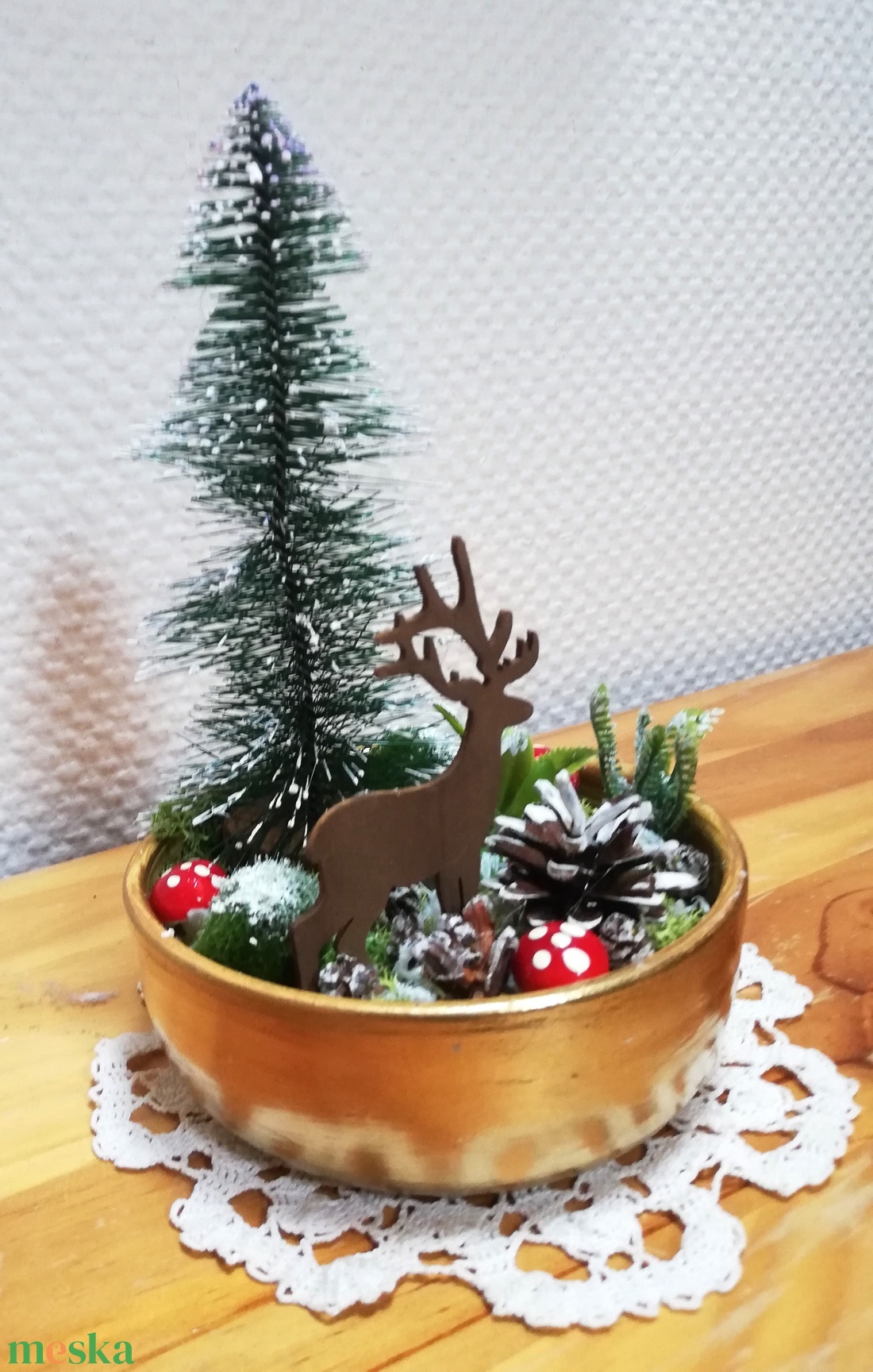 Téli asztal/polcdísz - karácsony - karácsonyi lakásdekoráció - karácsonyi lakásdíszek - Meska.hu