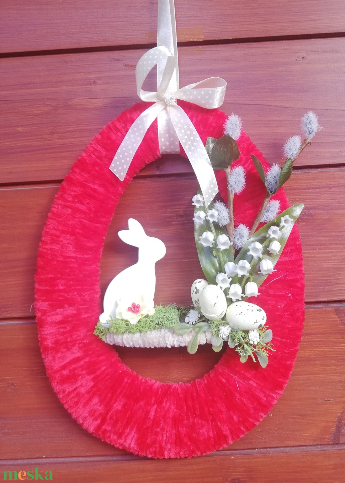 Bájos nyuszis húsvéti kopogtató - ünnepi díszek, dekorációk - húsvéti díszek és dekorációk - húsvéti ajtódísz, kopogtató - Meska.hu