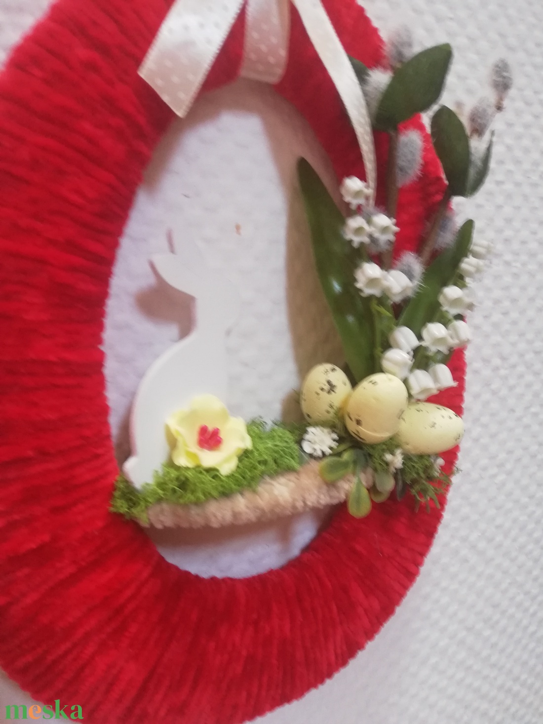 Bájos nyuszis húsvéti kopogtató - ünnepi díszek, dekorációk - húsvéti díszek és dekorációk - húsvéti ajtódísz, kopogtató - Meska.hu