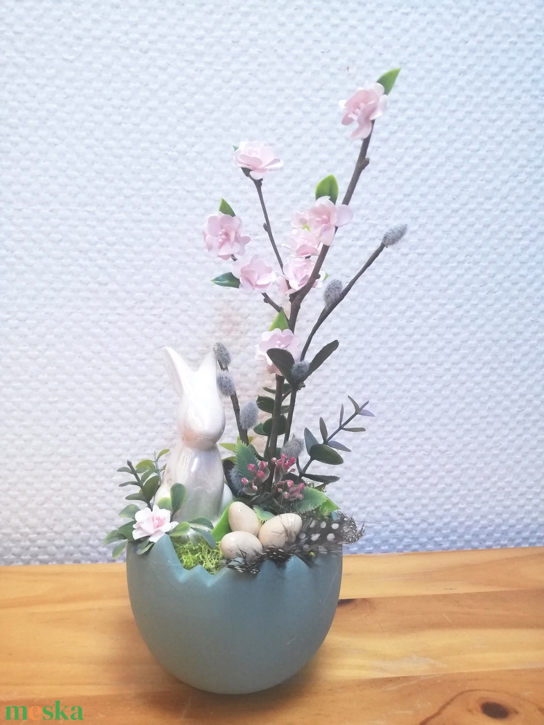 Barkás asztaldísz nyuszival - ünnepi díszek, dekorációk - húsvéti díszek és dekorációk - húsvéti asztaldíszek - Meska.hu
