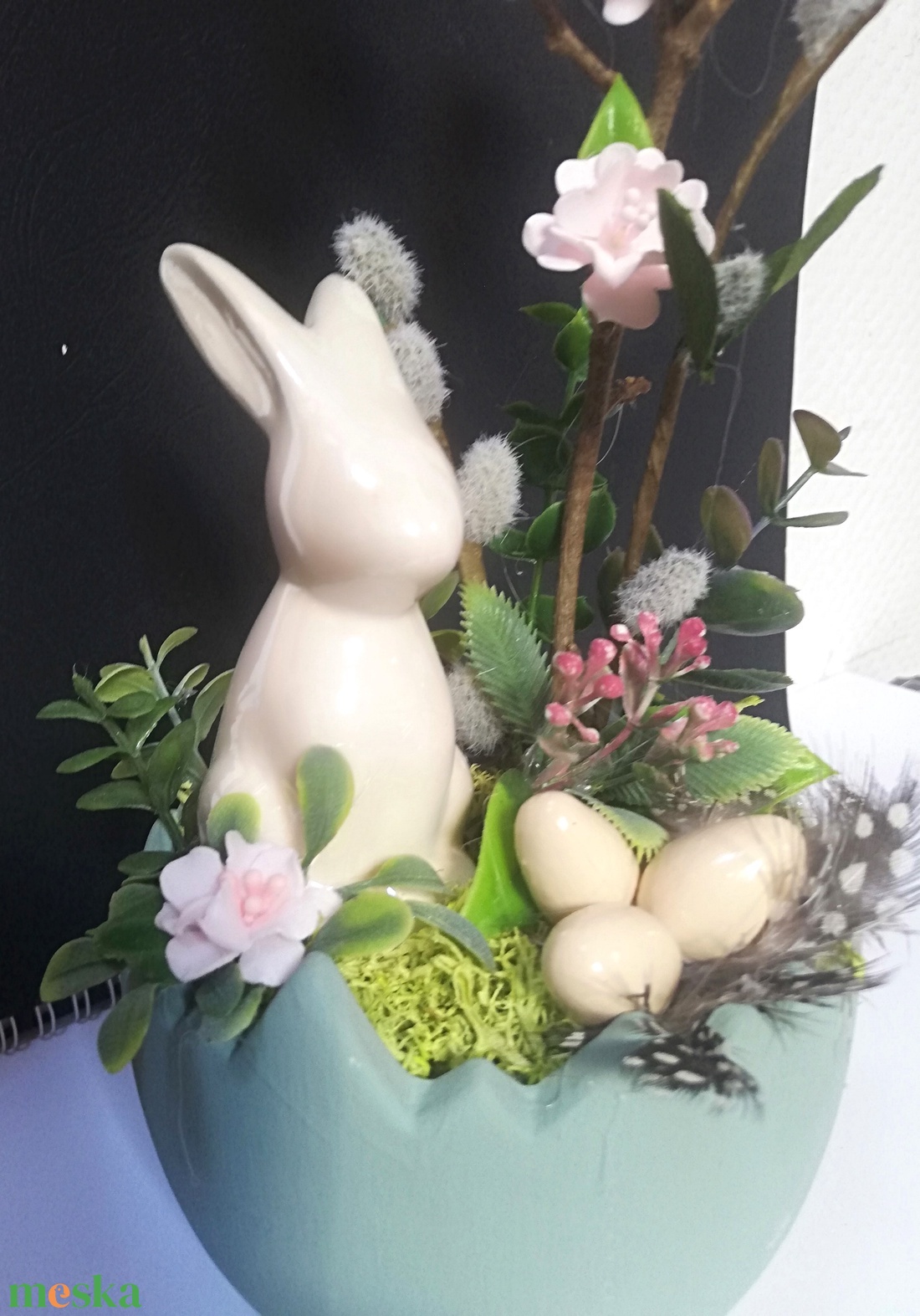 Barkás asztaldísz nyuszival - ünnepi díszek, dekorációk - húsvéti díszek és dekorációk - húsvéti asztaldíszek - Meska.hu