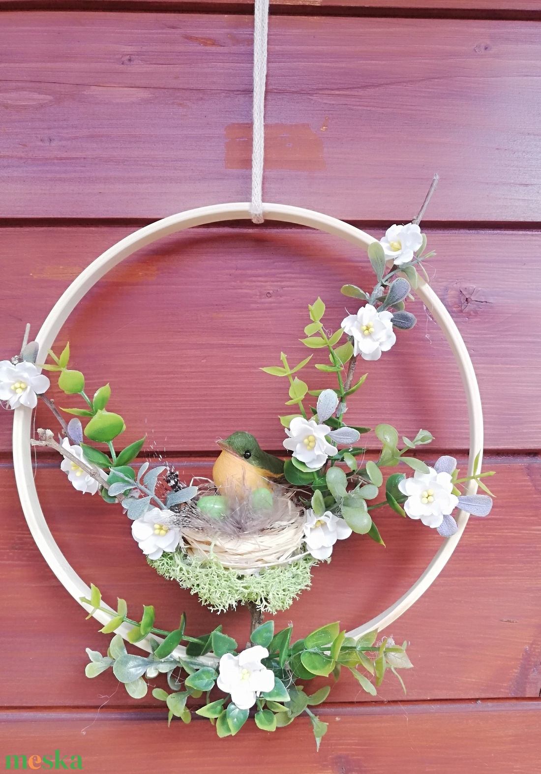 Tavaszi ajtódísz madárkával - otthon & életmód - dekoráció - ajtó- és ablak dekoráció - ajtódísz & kopogtató - Meska.hu