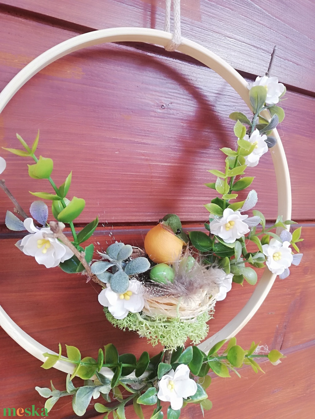 Tavaszi ajtódísz madárkával - otthon & életmód - dekoráció - ajtó- és ablak dekoráció - ajtódísz & kopogtató - Meska.hu