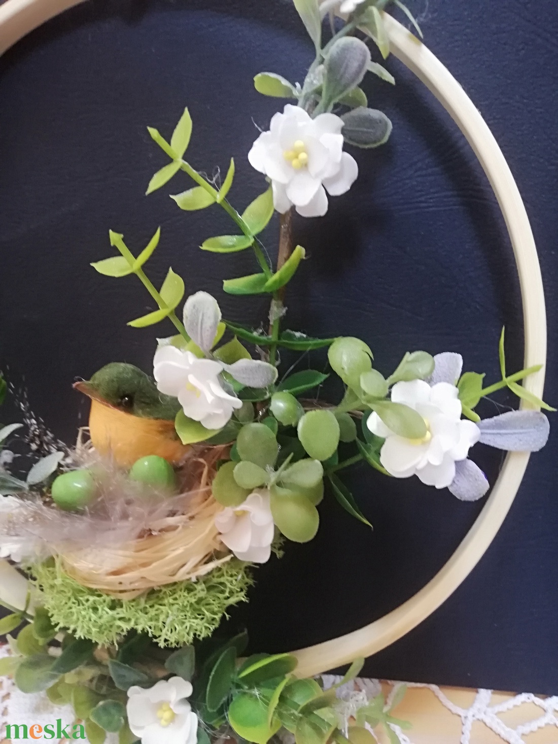 Tavaszi ajtódísz madárkával - otthon & életmód - dekoráció - ajtó- és ablak dekoráció - ajtódísz & kopogtató - Meska.hu