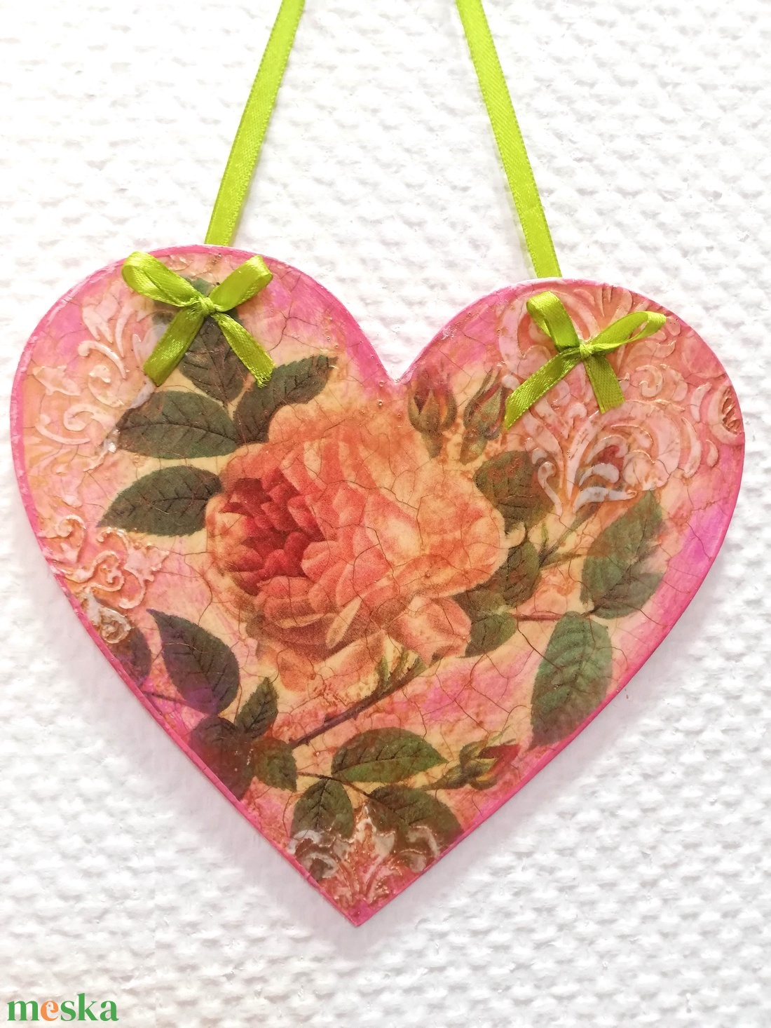 Rózsás szív - ajtó vagy ablakdísz - otthon & életmód - dekoráció - ajtó- és ablak dekoráció - ablakdísz - Meska.hu