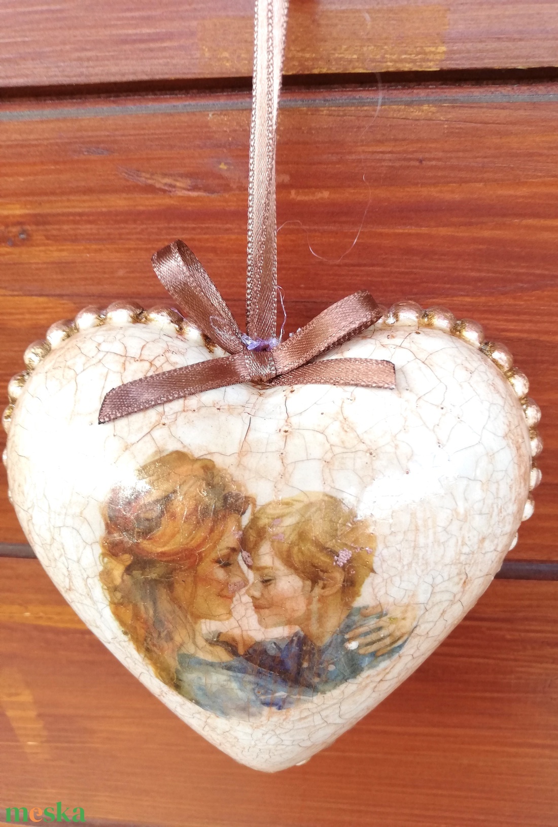 Antik hatású  anyák napi szív dekoráció -  - Meska.hu