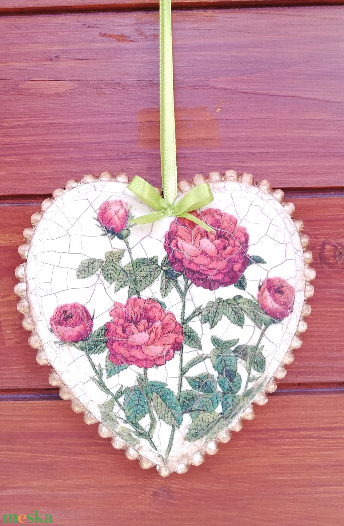 Rózsás szív alakú ajtó-, vagy ablakdísz - otthon & életmód - dekoráció - ajtó- és ablak dekoráció - ablakdísz - Meska.hu