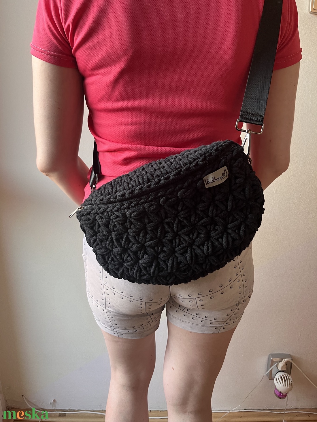 Horgolt dupla jázmin mintás crossbody - táska & tok - övtáska - Meska.hu