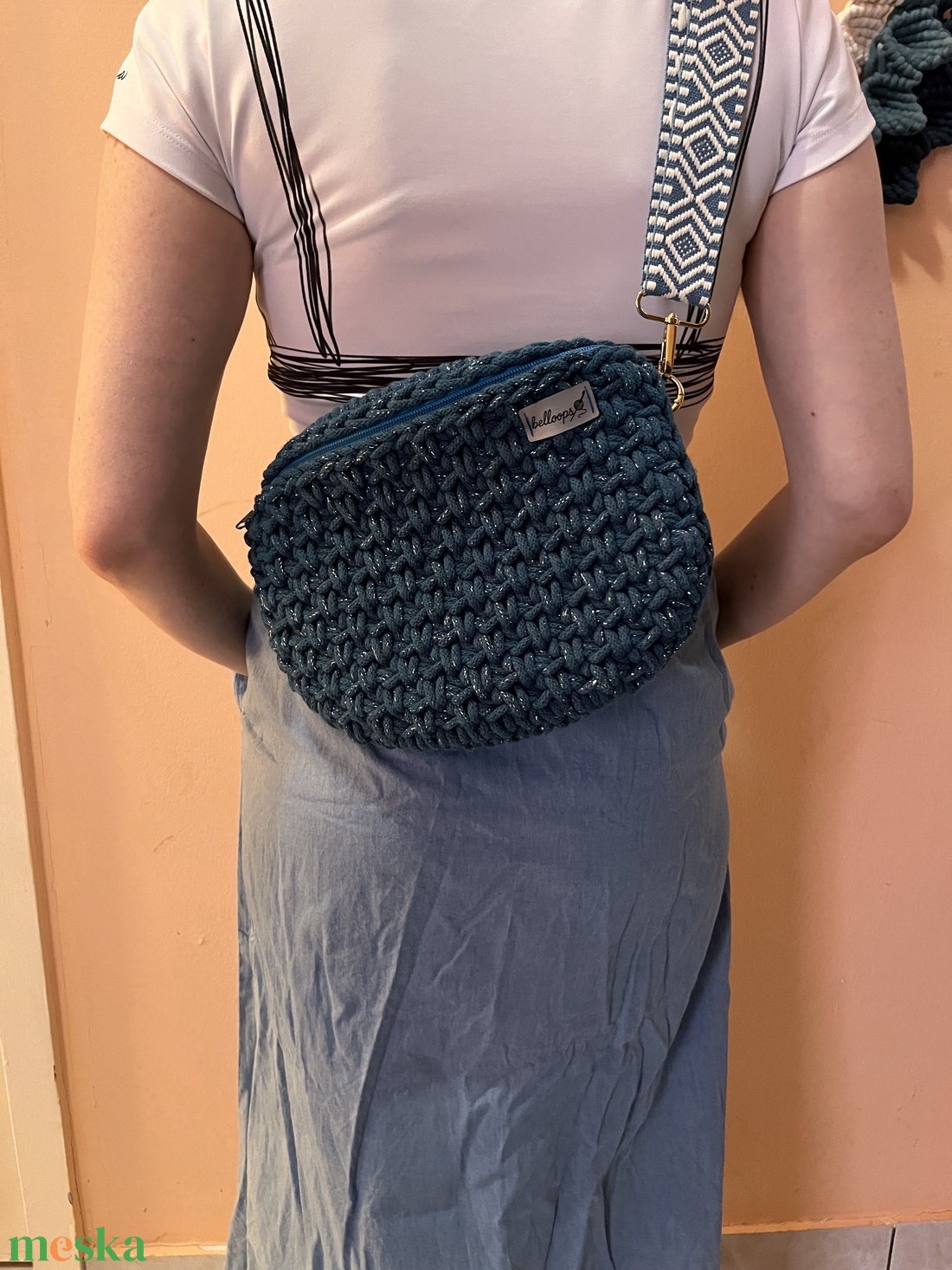 Horgolt varázsszem mintás crossbody - táska & tok - övtáska - Meska.hu