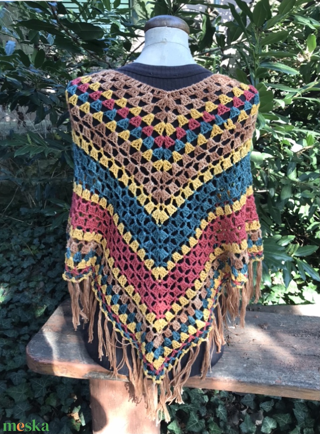 Indián pamut horgolt poncsó - ruha & divat - női ruha - poncsó - Meska.hu