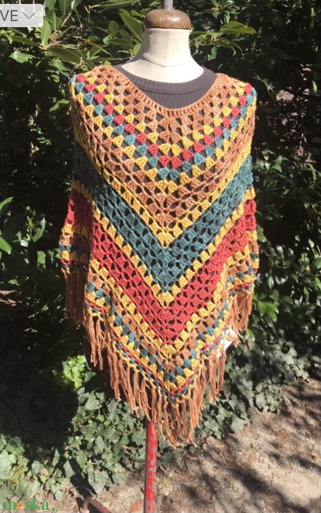 Indián pamut horgolt poncsó - ruha & divat - női ruha - poncsó - Meska.hu