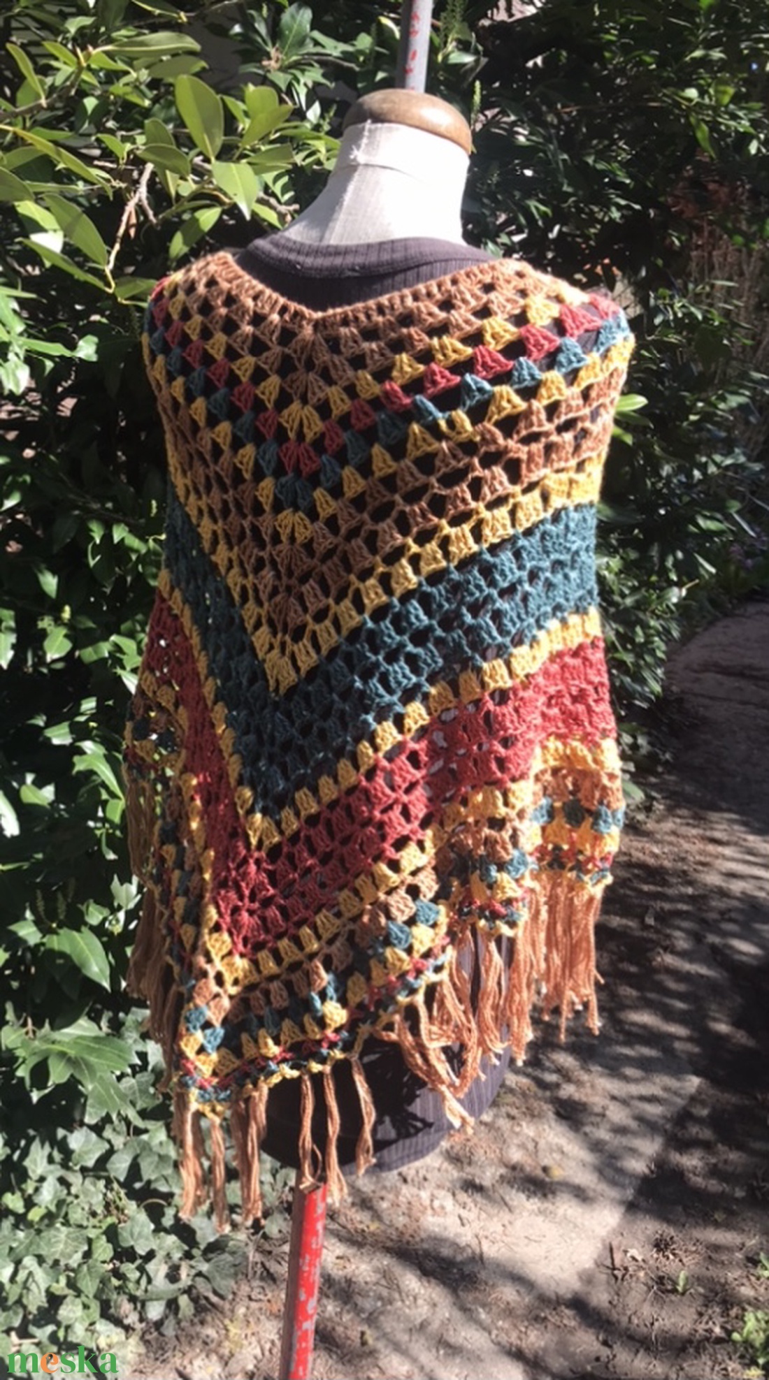 Indián pamut horgolt poncsó - ruha & divat - női ruha - poncsó - Meska.hu