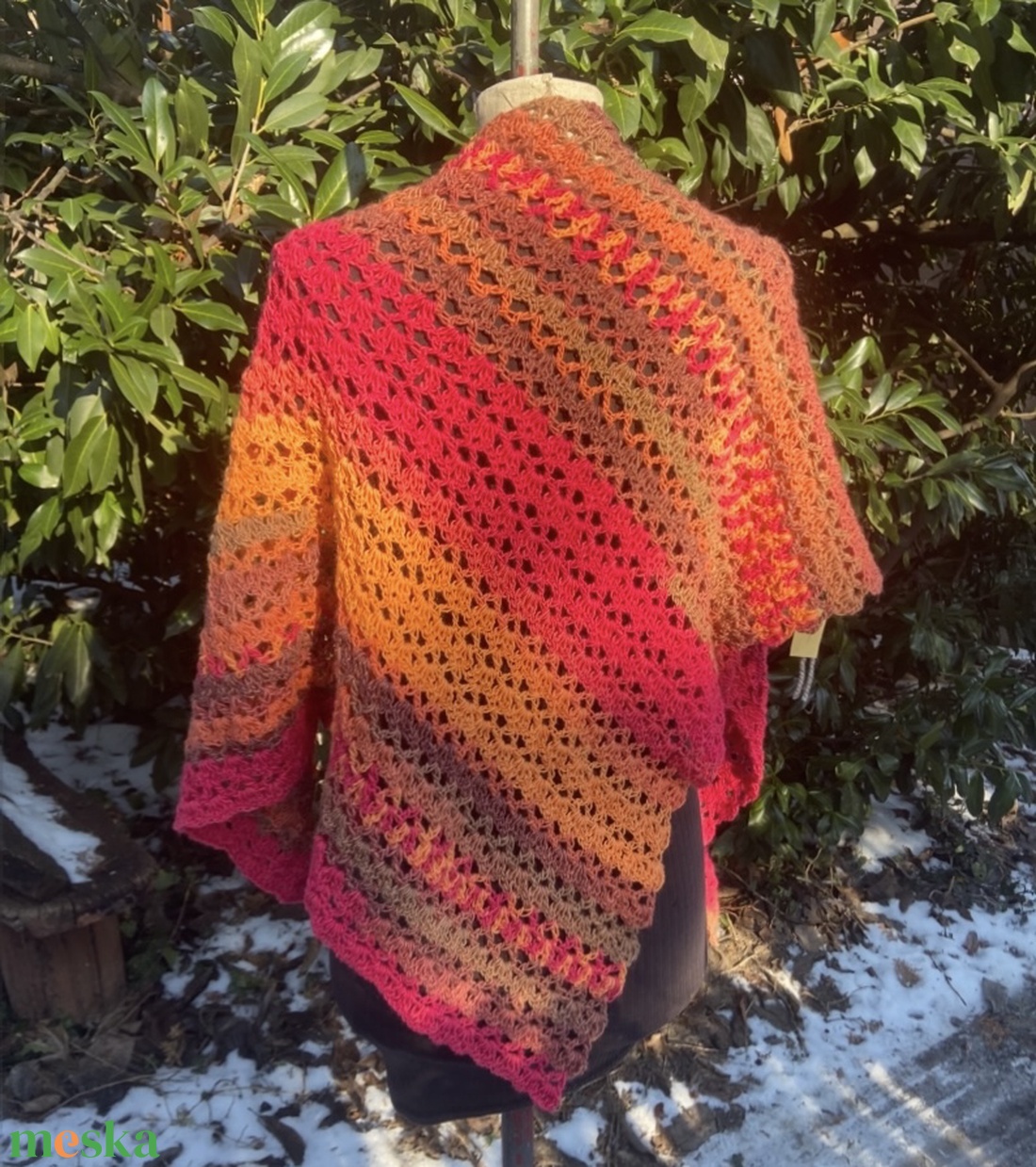 Tűzmadár horgolt kendő sálkendő - ruha & divat - sál, sapka, kendő - sál - Meska.hu