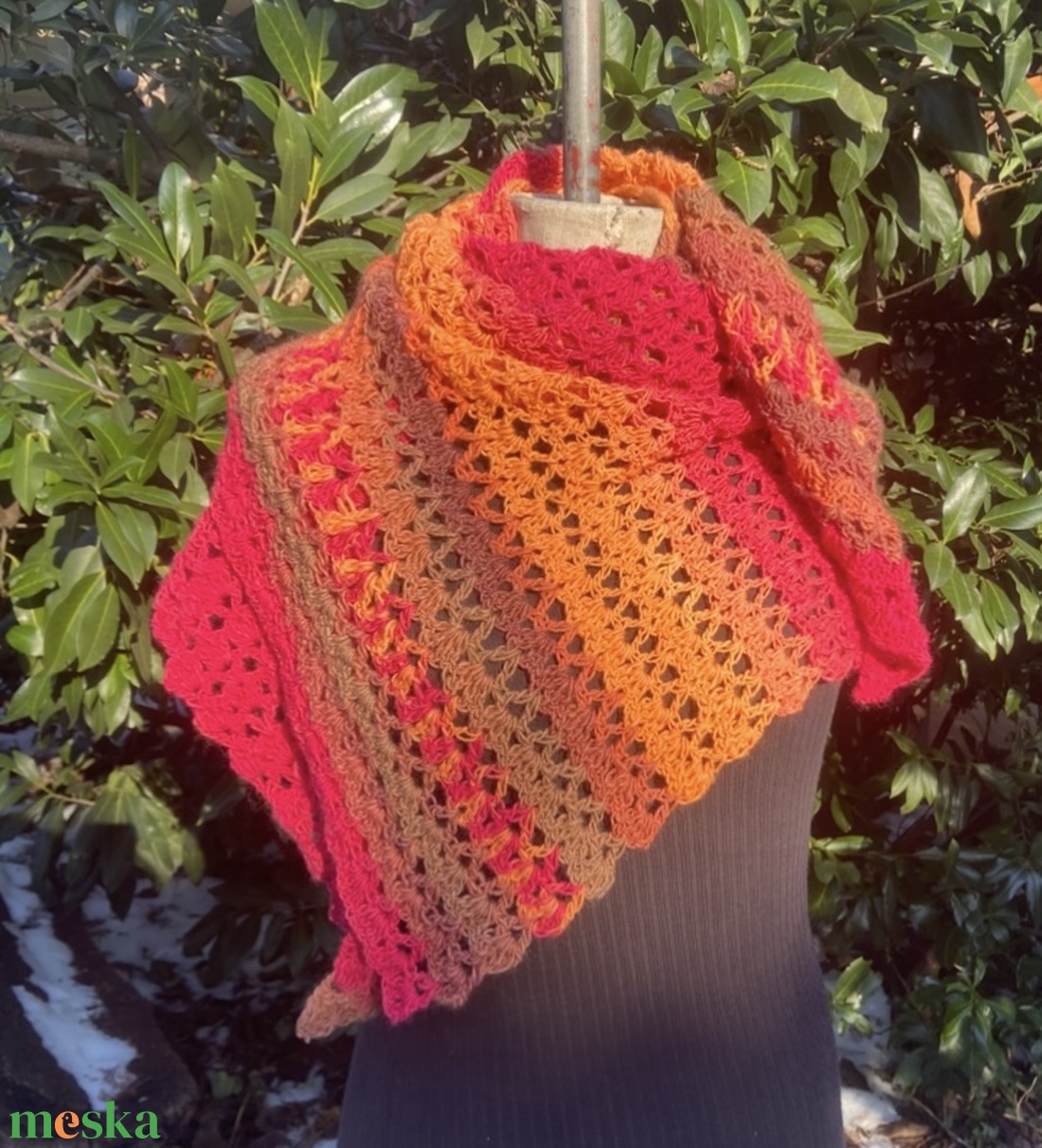 Tűzmadár horgolt kendő sálkendő - ruha & divat - sál, sapka, kendő - sál - Meska.hu