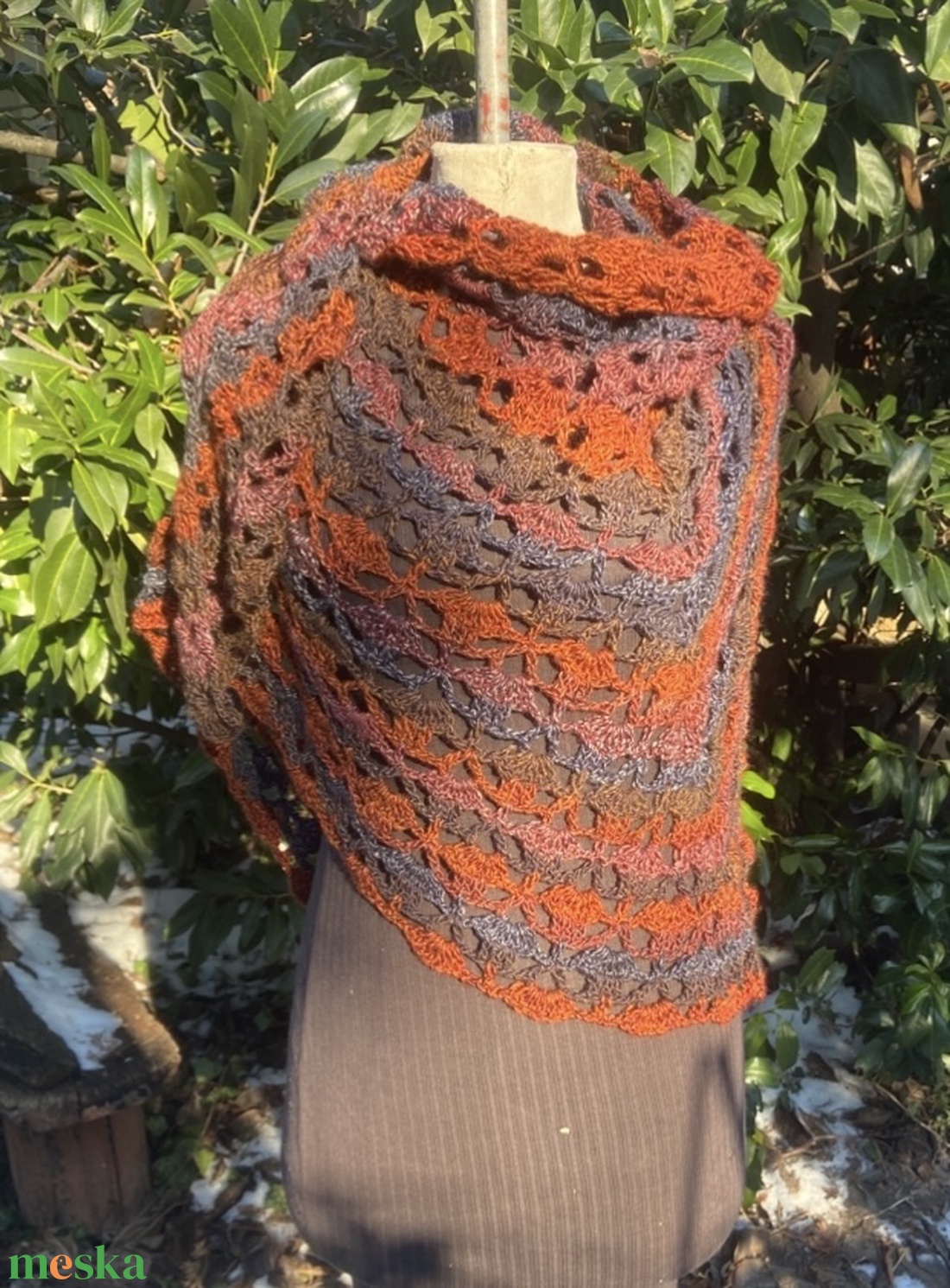 Őszi szonáta horgolt kendő, sálkendő - ruha & divat - sál, sapka, kendő - kendő - Meska.hu