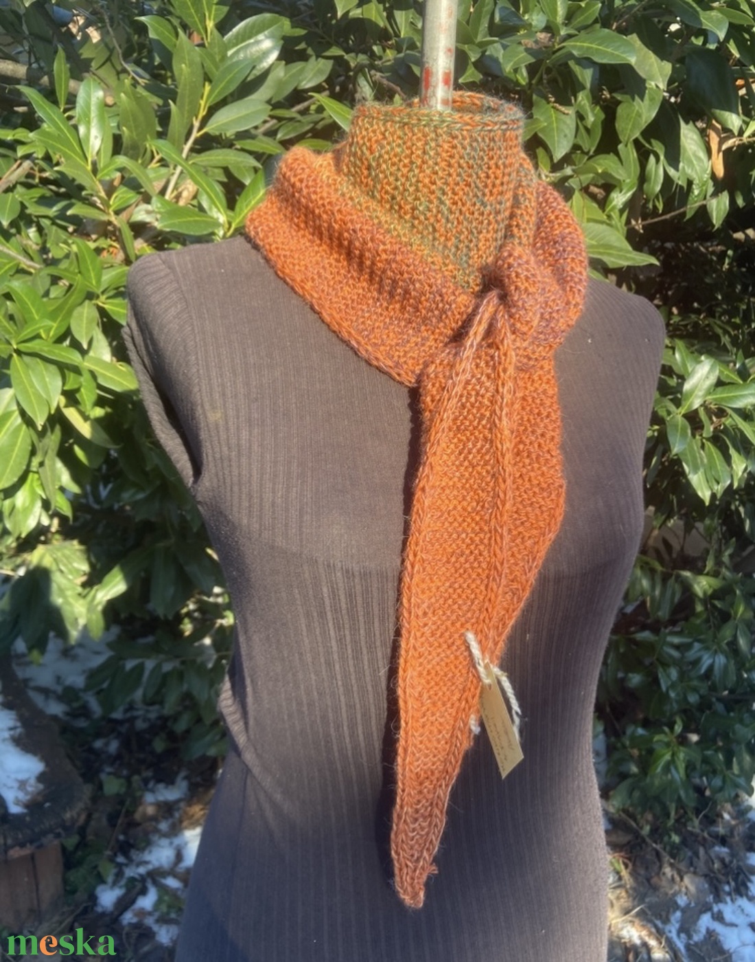 Sütőtök kézzel kötött sál  - ruha & divat - sál, sapka, kendő - sál - Meska.hu