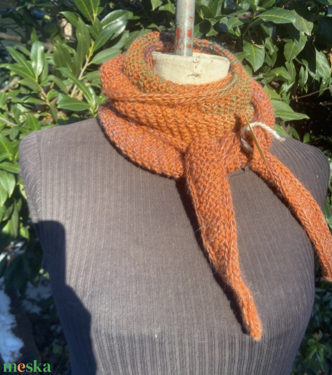 Sütőtök kézzel kötött sál  - ruha & divat - sál, sapka, kendő - sál - Meska.hu