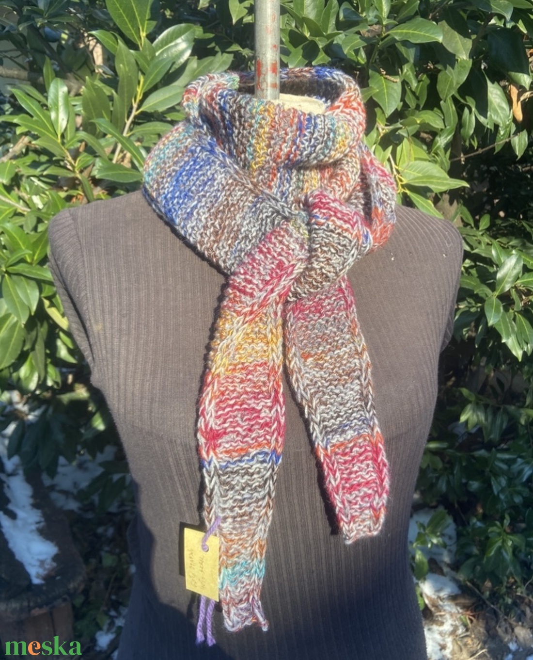 Szivárvány kézzel kötött sál  - ruha & divat - sál, sapka, kendő - sál - Meska.hu