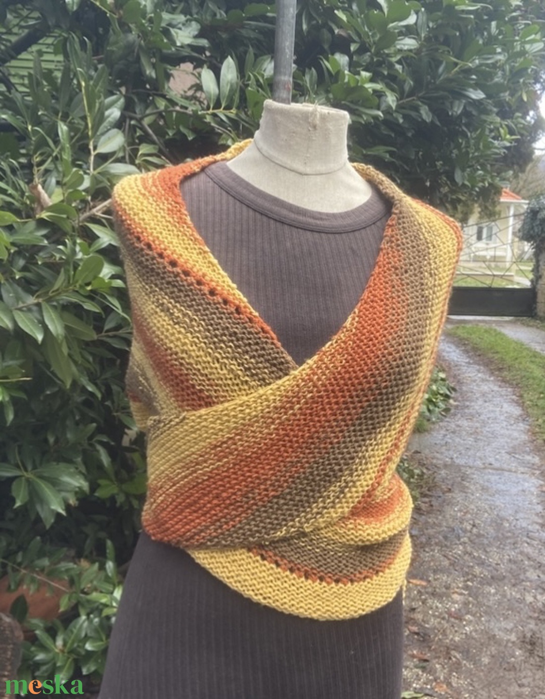 Sütőtök Extra kézzel kötött sálkendő  - ruha & divat - sál, sapka, kendő - sál - Meska.hu