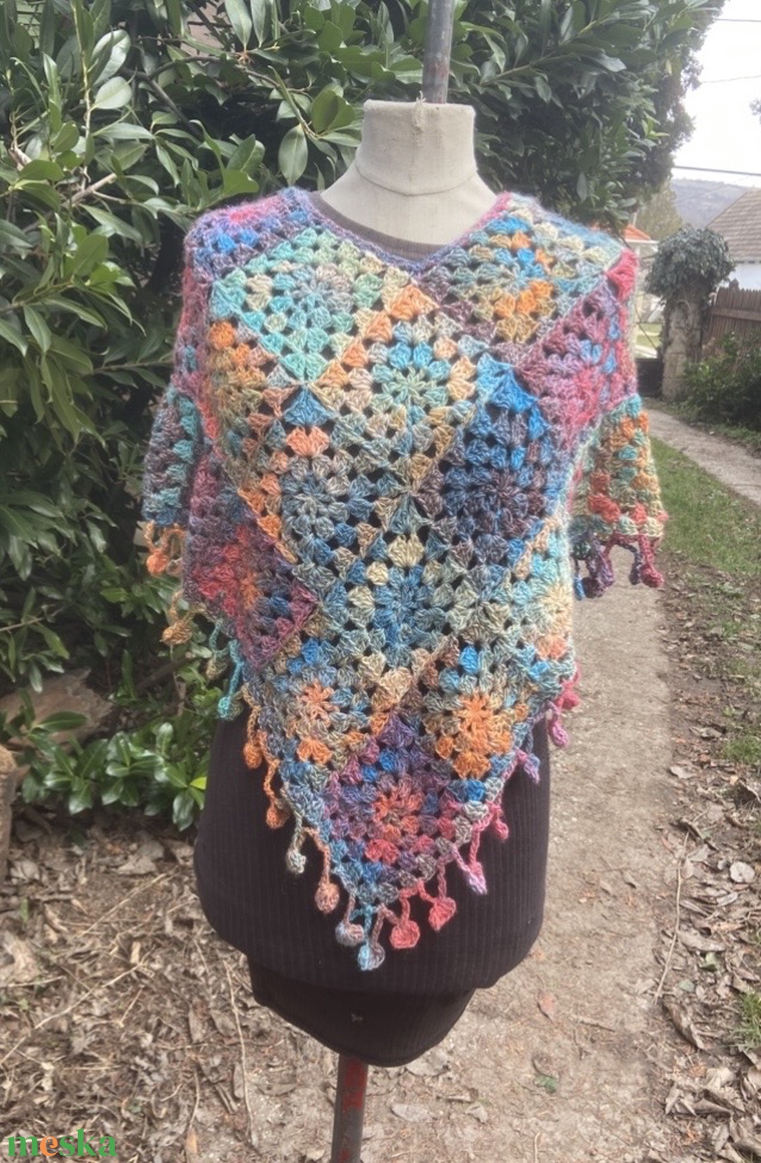 Jazzy Extra Szivárvány Tündér  Poncsó horgolt mandala poncsó - ruha & divat - női ruha - poncsó - Meska.hu