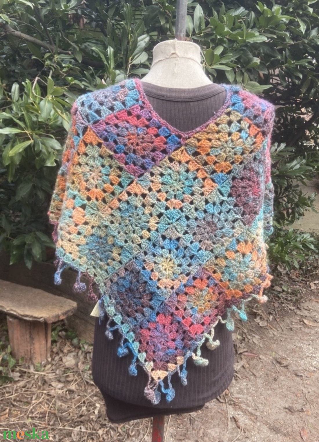 Jazzy Extra Szivárvány Tündér  Poncsó horgolt mandala poncsó - ruha & divat - női ruha - poncsó - Meska.hu