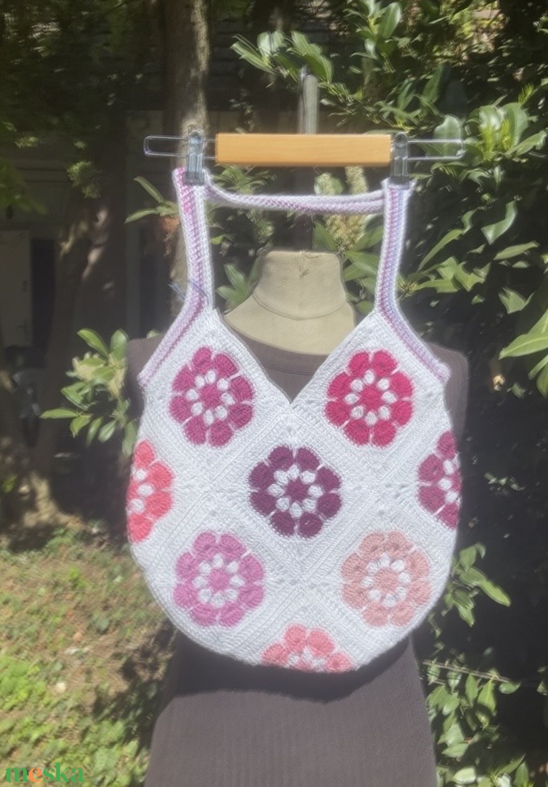 Pink Lady horgolt táska, fesztivál táska - táska & tok - kézitáska & válltáska - válltáska - Meska.hu