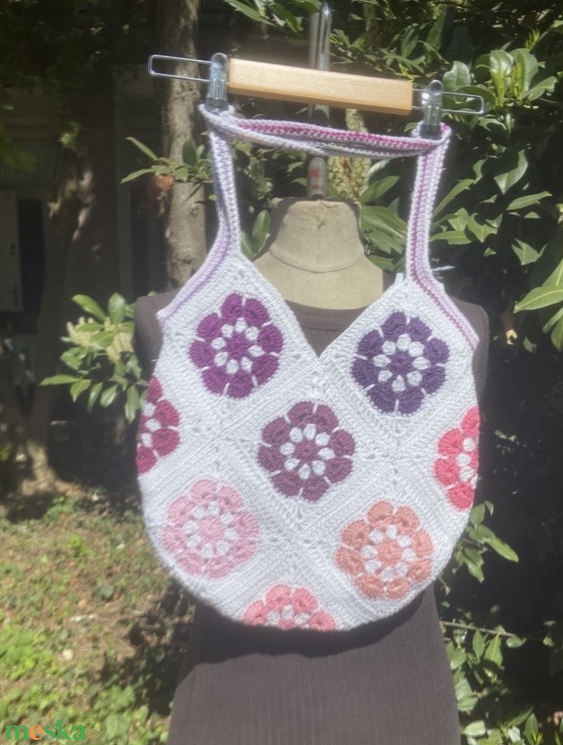 Pink Lady horgolt táska, fesztivál táska - táska & tok - kézitáska & válltáska - válltáska - Meska.hu