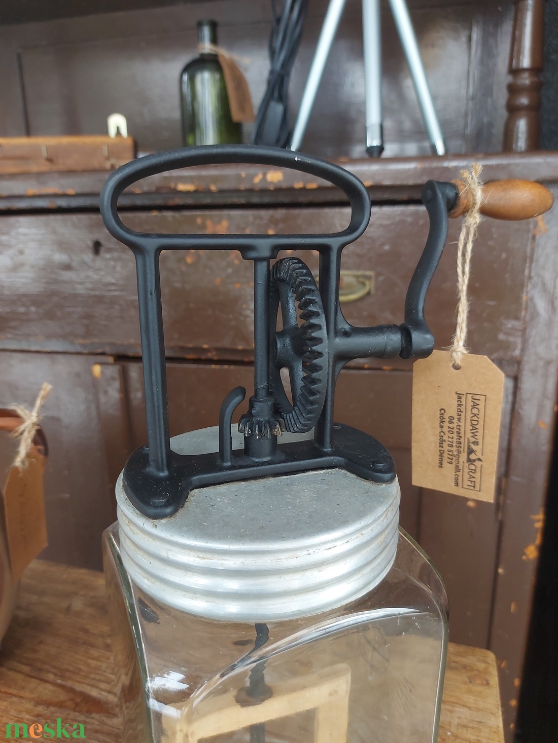 Régi vajköpülő  - esküvő - dekoráció - asztaldísz - Meska.hu