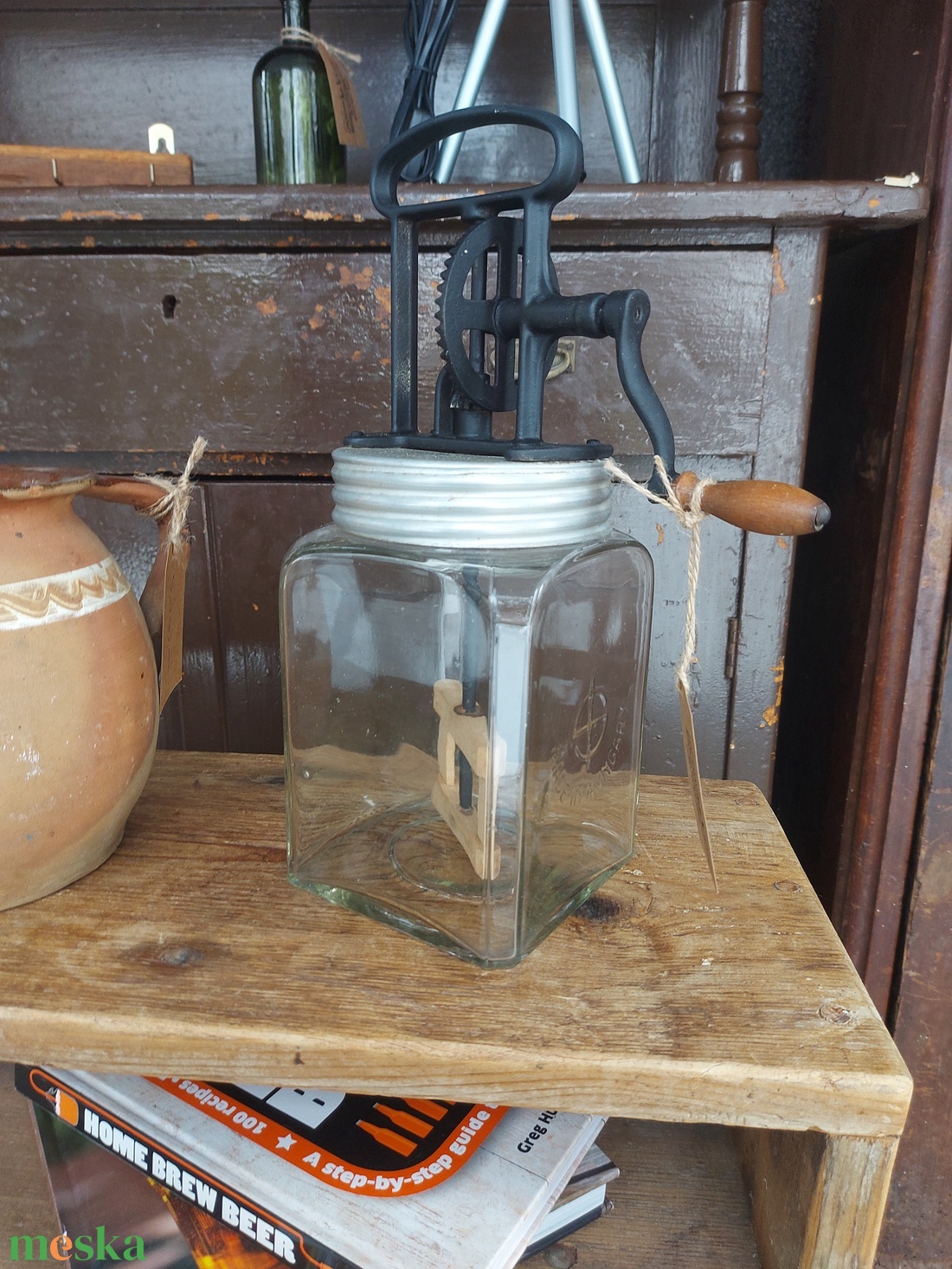 Régi vajköpülő  - esküvő - dekoráció - asztaldísz - Meska.hu