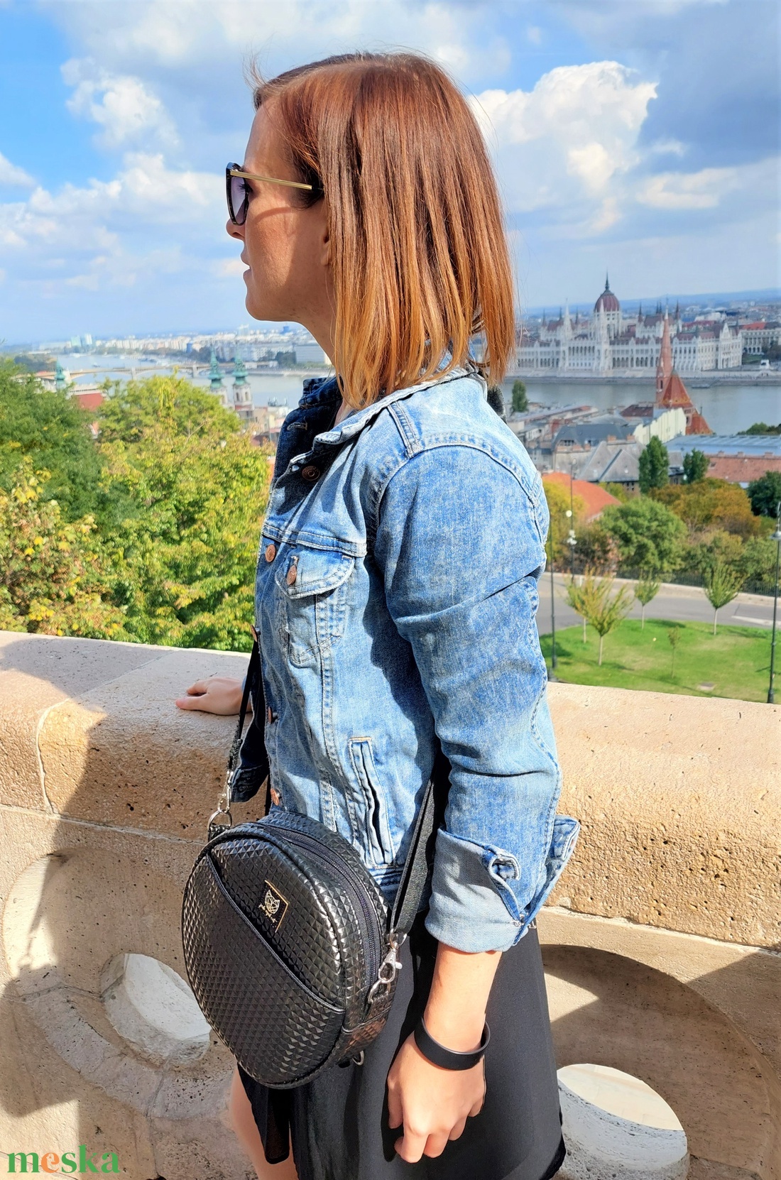 Full Moon 2in1 válltáska és hátitáska fekete színű piramismintás anyagból - táska & tok - kézitáska & válltáska - vállon átvethető táska - Meska.hu