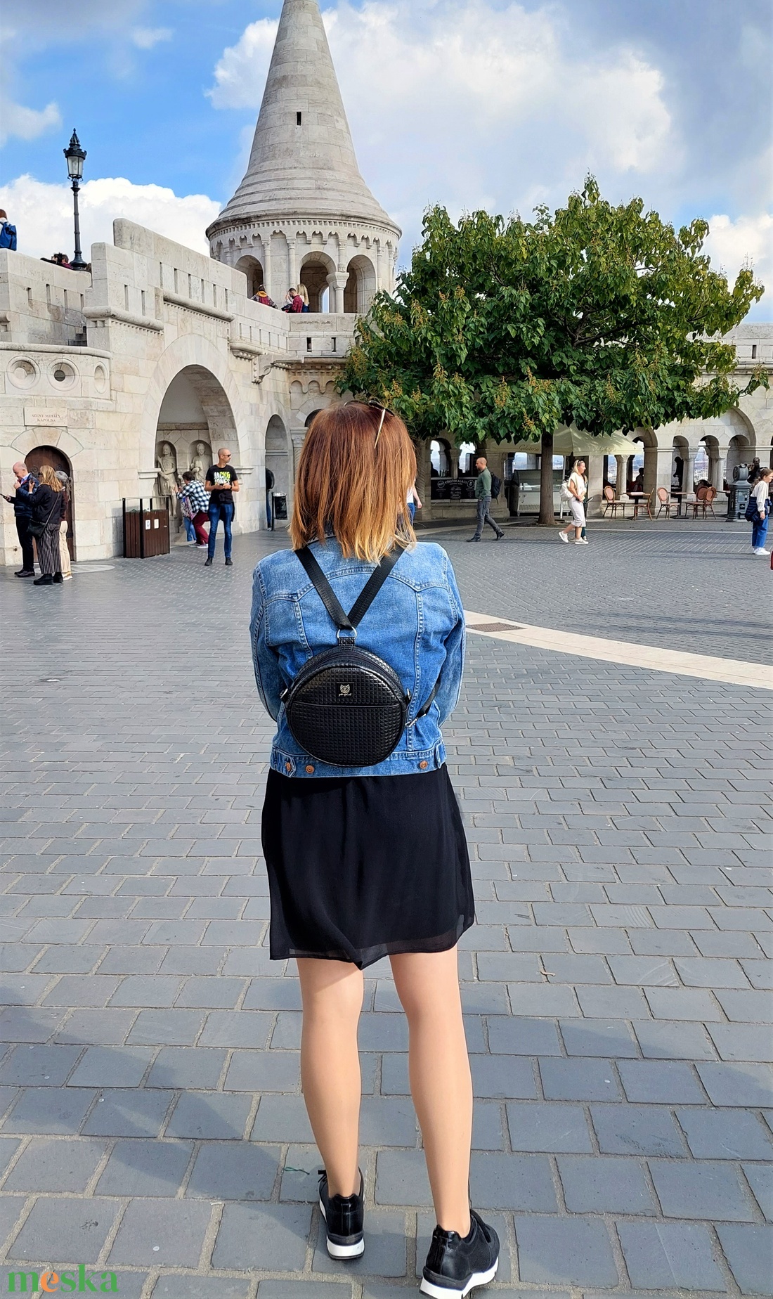 Full Moon 2in1 válltáska és hátitáska fekete színű piramismintás anyagból - táska & tok - kézitáska & válltáska - vállon átvethető táska - Meska.hu