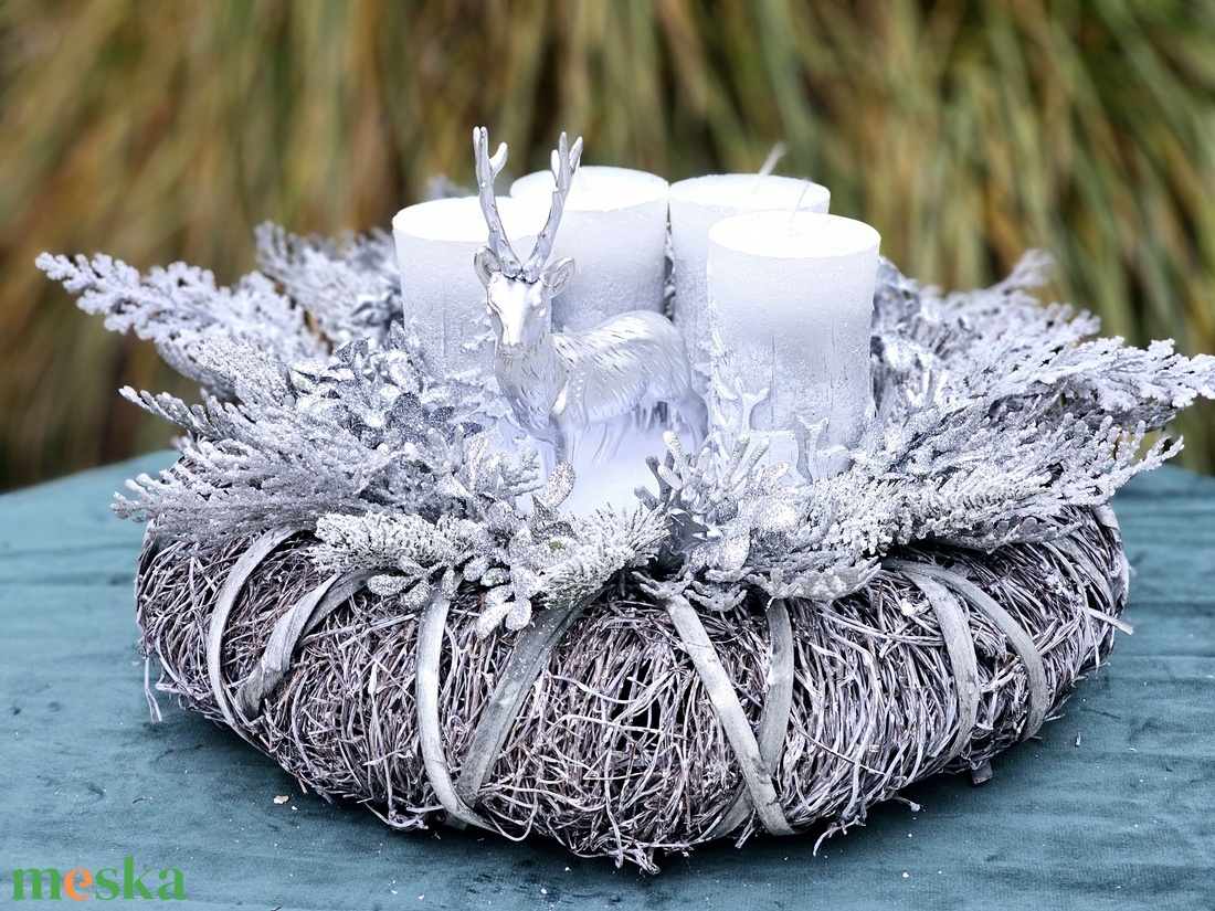 Ezüst szarvasos adventi koszorú - karácsony - adventi díszek - adventi koszorú - Meska.hu Ezüst szarvasos adventi koszorú - karácsony - adventi díszek - adventi koszorú - Meska.hu