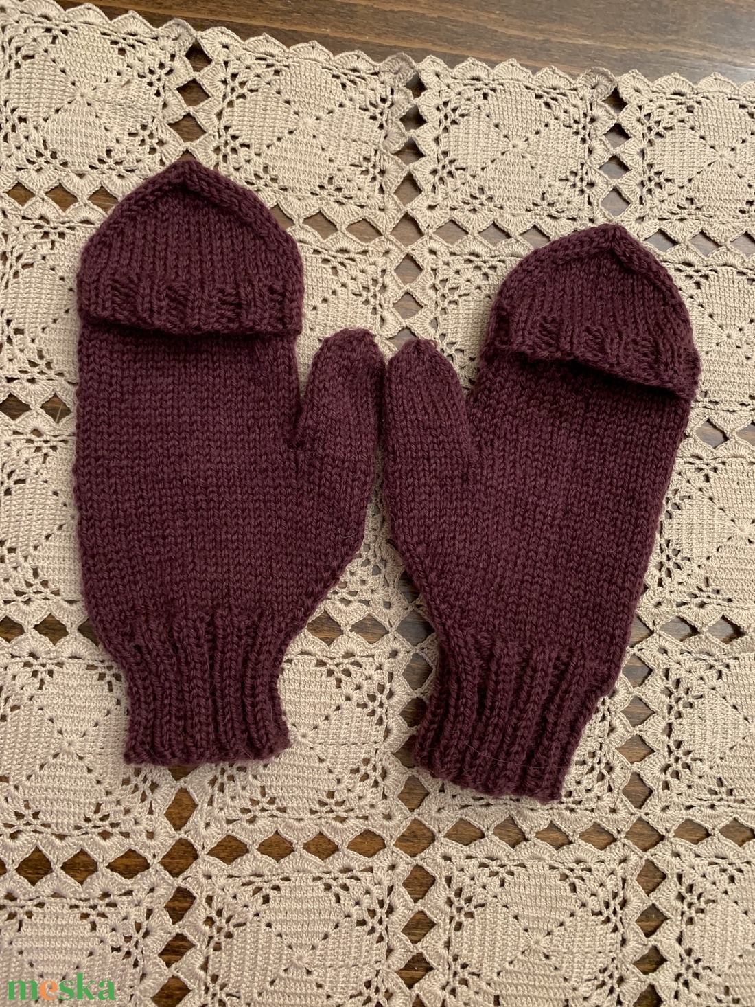 Kapucnis Kesztyű-kézzel kötött - ruha & divat - sál, sapka, kendő - kesztyű - Meska.hu