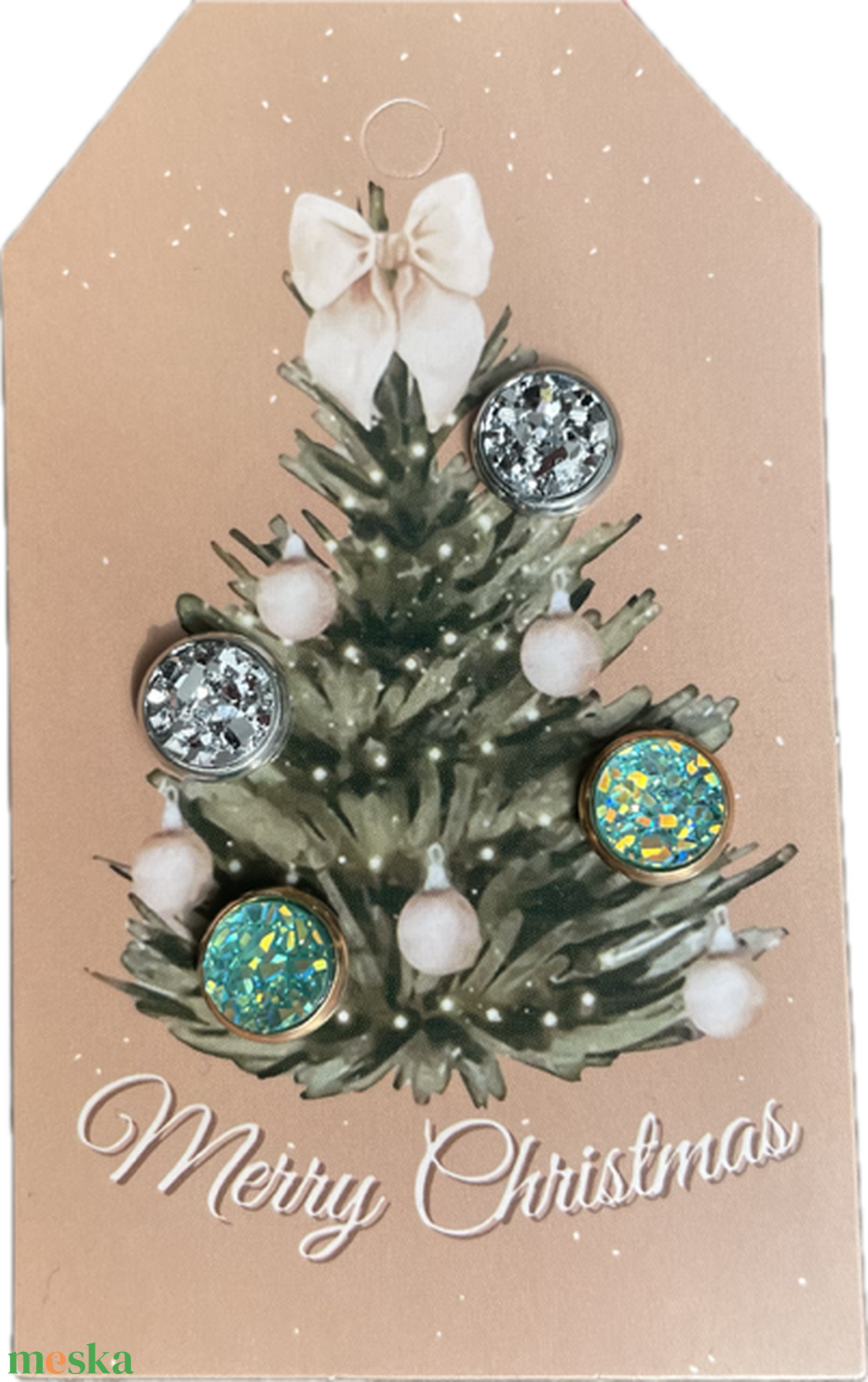 Cabochon stílusú fülbevalók karácsonyi csomagolásban - ékszer - fülbevaló - pötty fülbevaló - Meska.hu