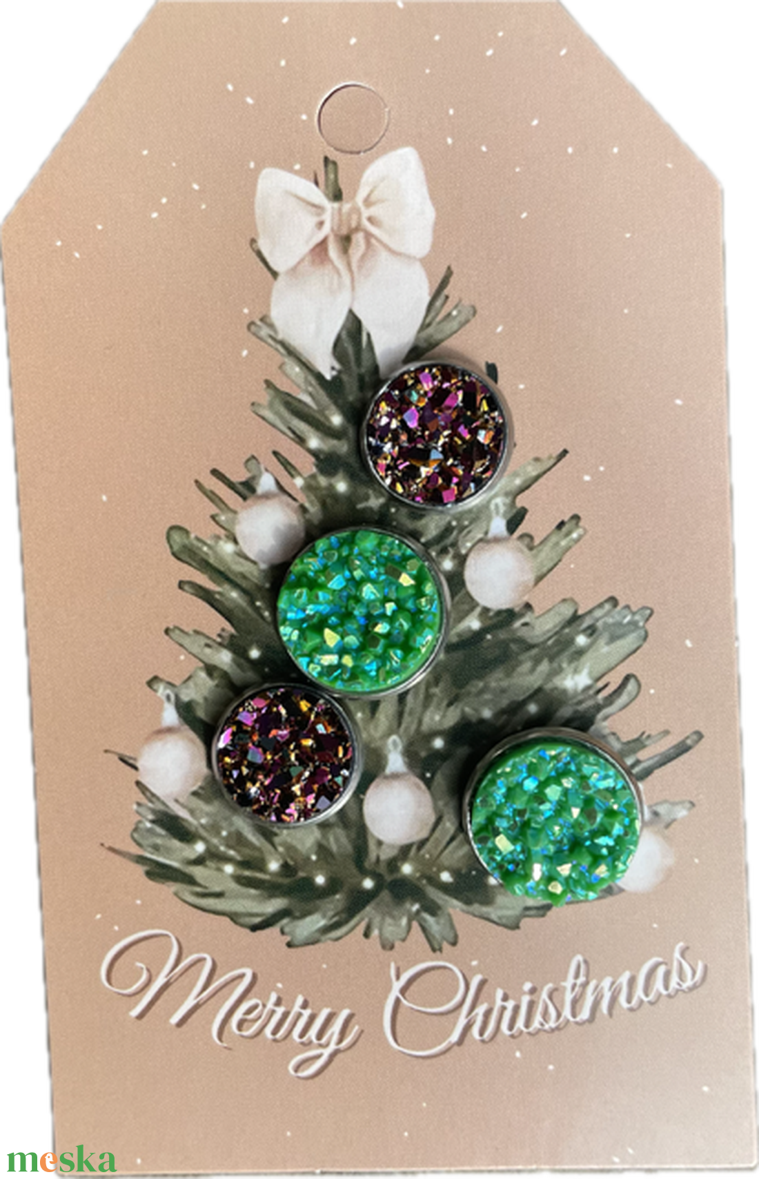 Cabochon stílusú fülbevalók karácsonyi csomagolásban - ékszer - fülbevaló - pötty fülbevaló - Meska.hu