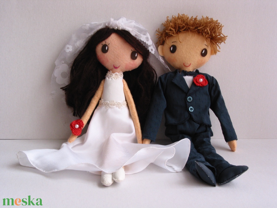 Esküvői pár- egyedi  textilbabák (Rendelhetők!) - esküvő - emlék & ajándék - vendégkönyv - Meska.hu