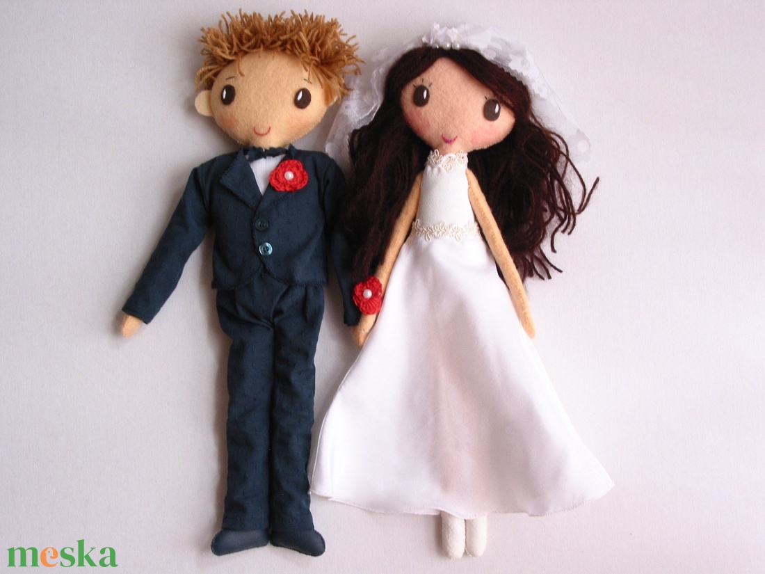 Esküvői pár- egyedi  textilbabák (Rendelhetők!) - esküvő - emlék & ajándék - vendégkönyv - Meska.hu