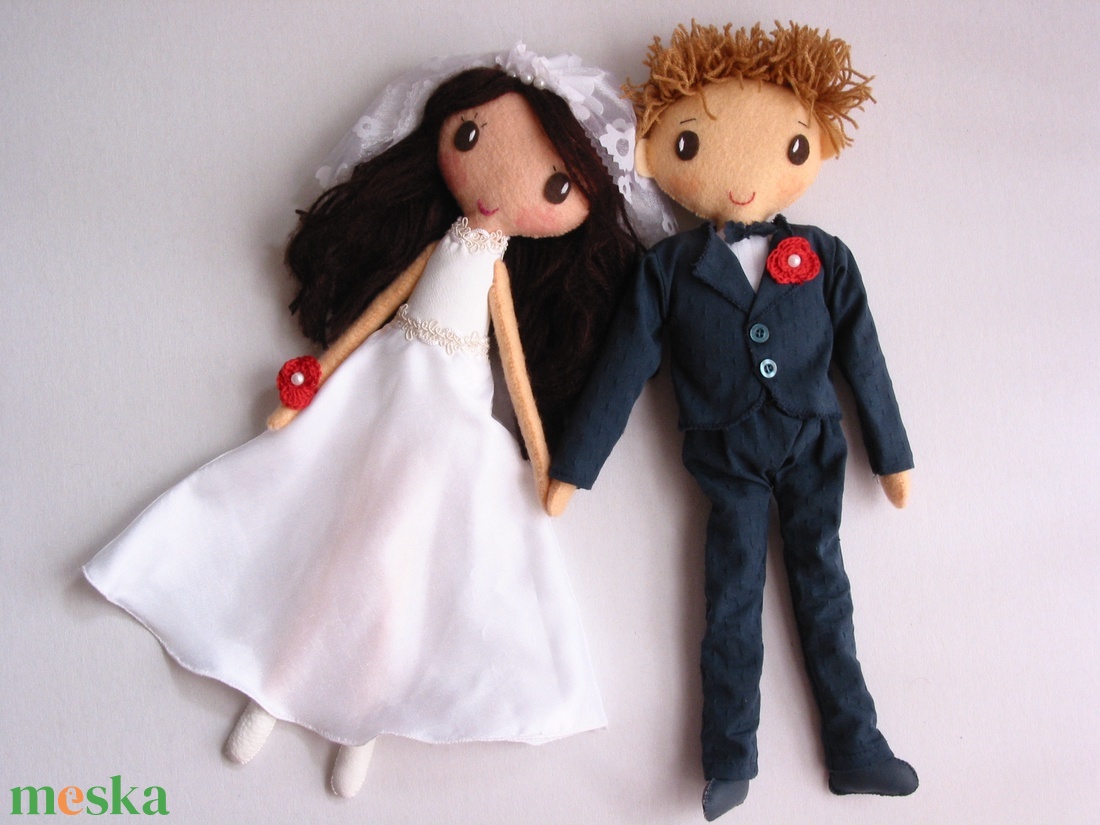 Esküvői pár- egyedi  textilbabák (Rendelhetők!) - esküvő - emlék & ajándék - vendégkönyv - Meska.hu