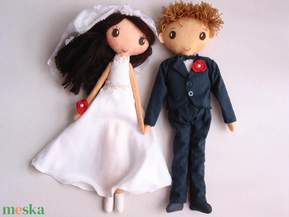 Esküvői pár- egyedi  textilbabák (Rendelhetők!) - esküvő - emlék & ajándék - vendégkönyv - Meska.hu