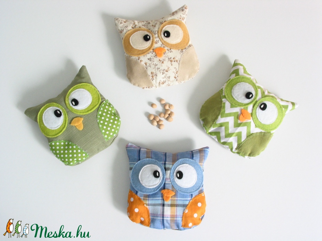 Bagoly doktor- meggymag párna (zöld-pöttyös) -  - Meska.hu