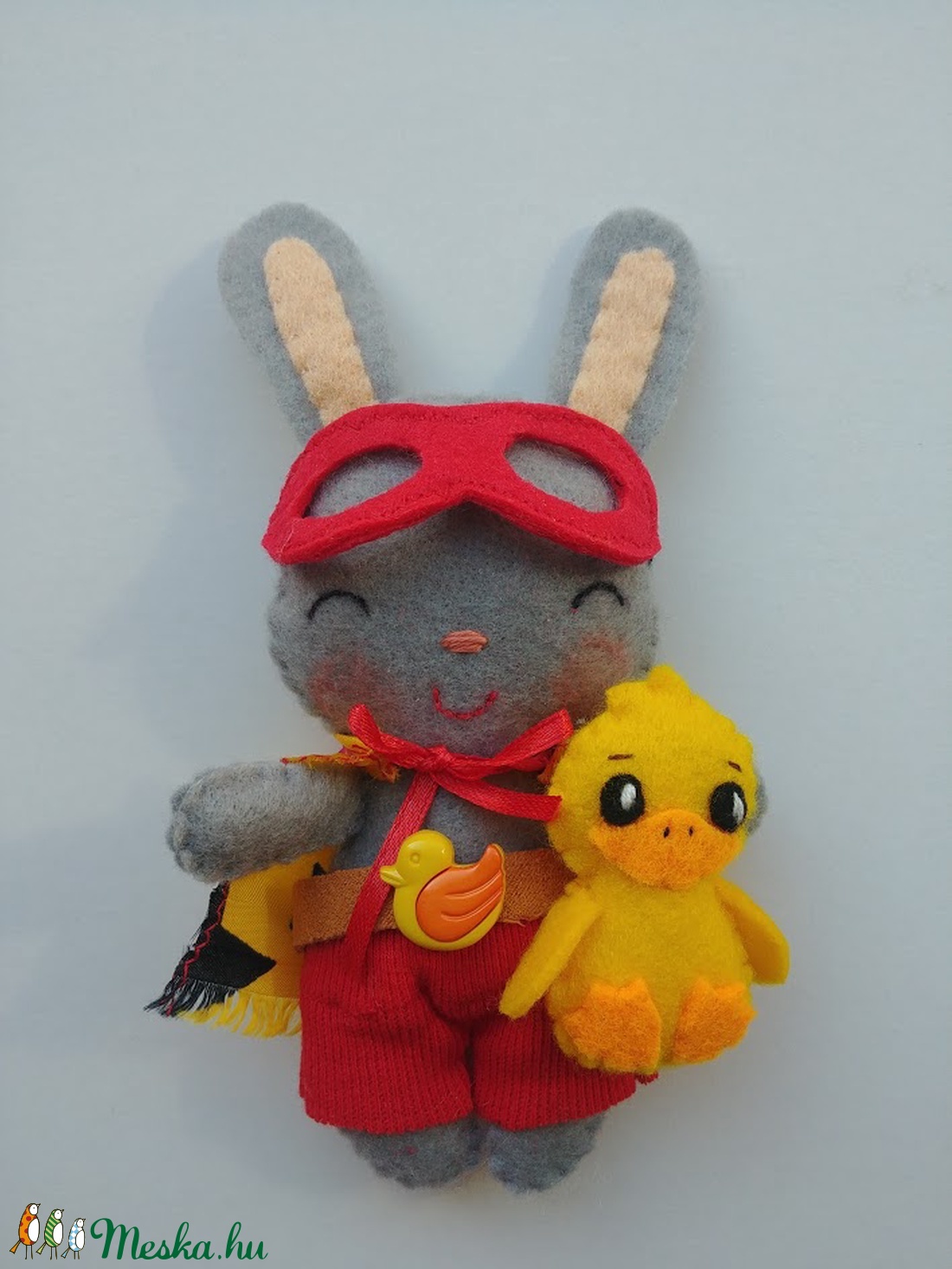 Szuperhős nyuszi - cuki kacsa segítő társsal és levehető kiegészítőkkel - játék & sport - plüssállat & játékfigura - nyuszi - Meska.hu