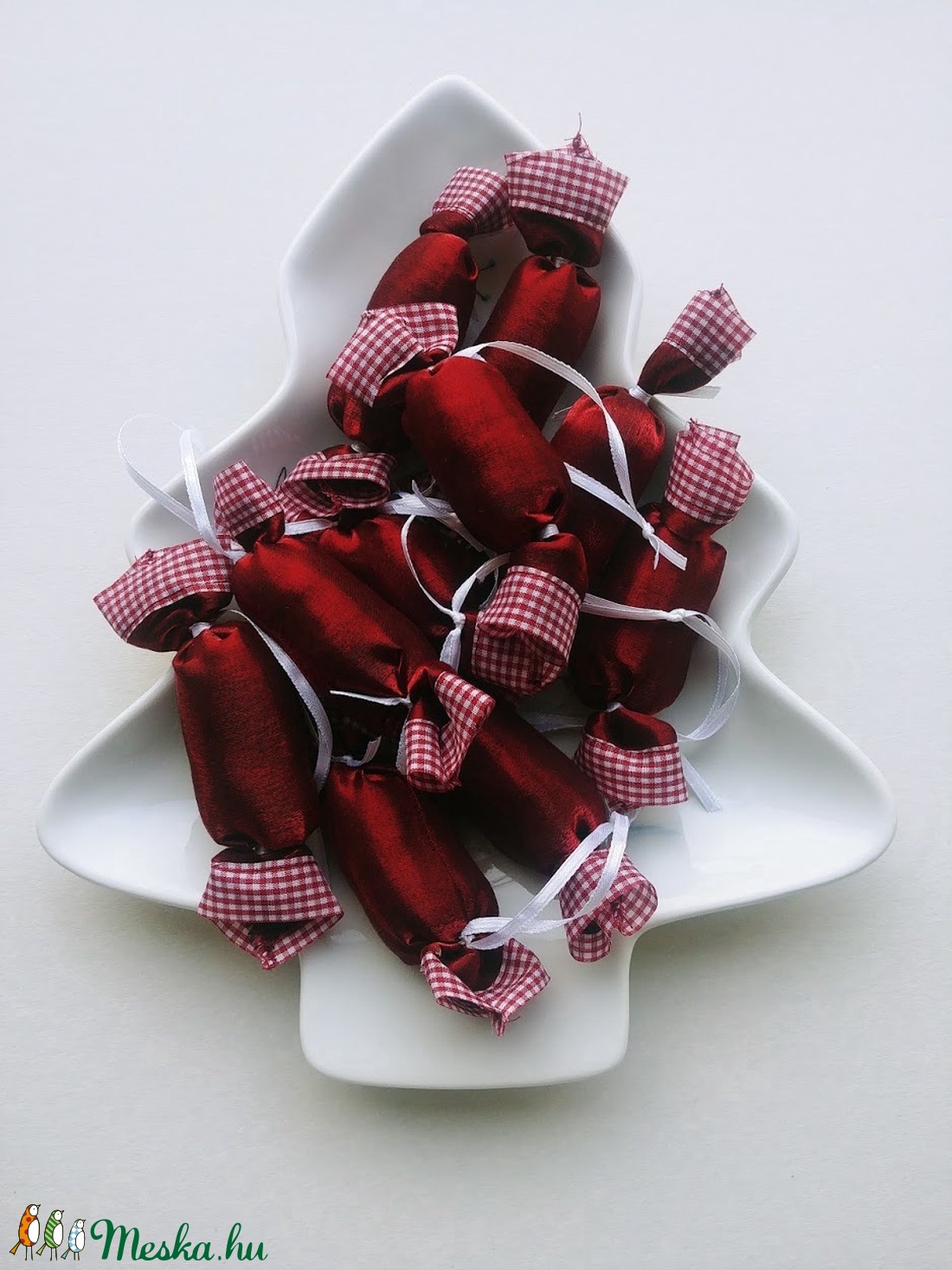 Rumos meggy - kockás textil szaloncukrok (10db) - karácsony - Meska.hu