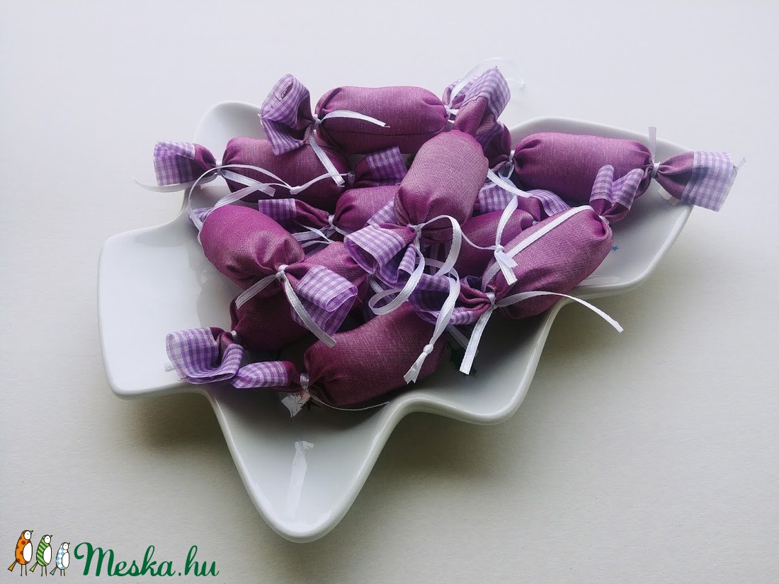 Levendula - kockás textil szaloncukrok (10db) - karácsony - Meska.hu