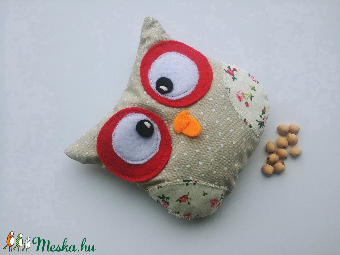 Bagoly doktor- meggymag párna ( piros virágos- drapp pöttyös) - szépségápolás - egészségmegőrzési kellékek - Meska.hu