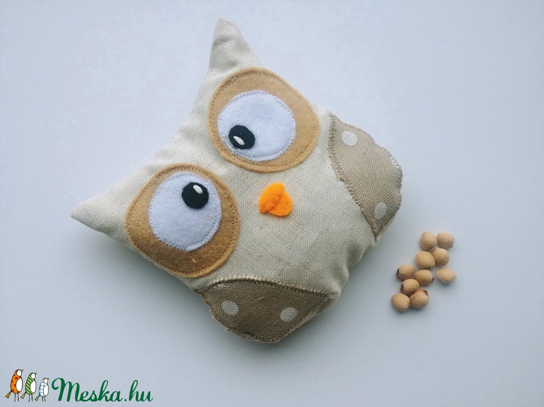 Bagoly doktor- meggymag párna ( drapp-pasztel- pöttyös) - szépségápolás - egészségmegőrzési kellékek - Meska.hu