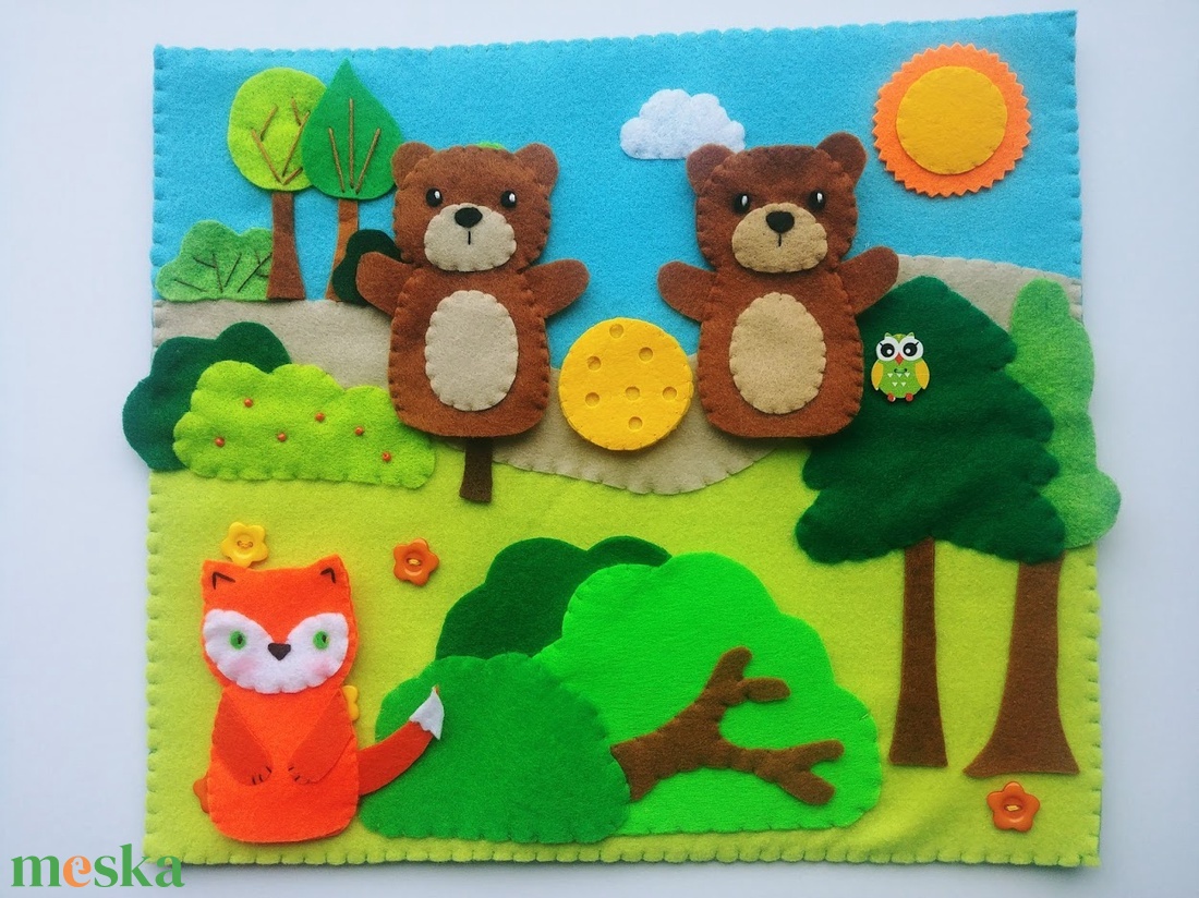 Két kicsi bocs meg a róka interaktív ujjbáb készlet -RENDELHETŐ!!! - játék & sport - bábok - báb készlet - Meska.hu