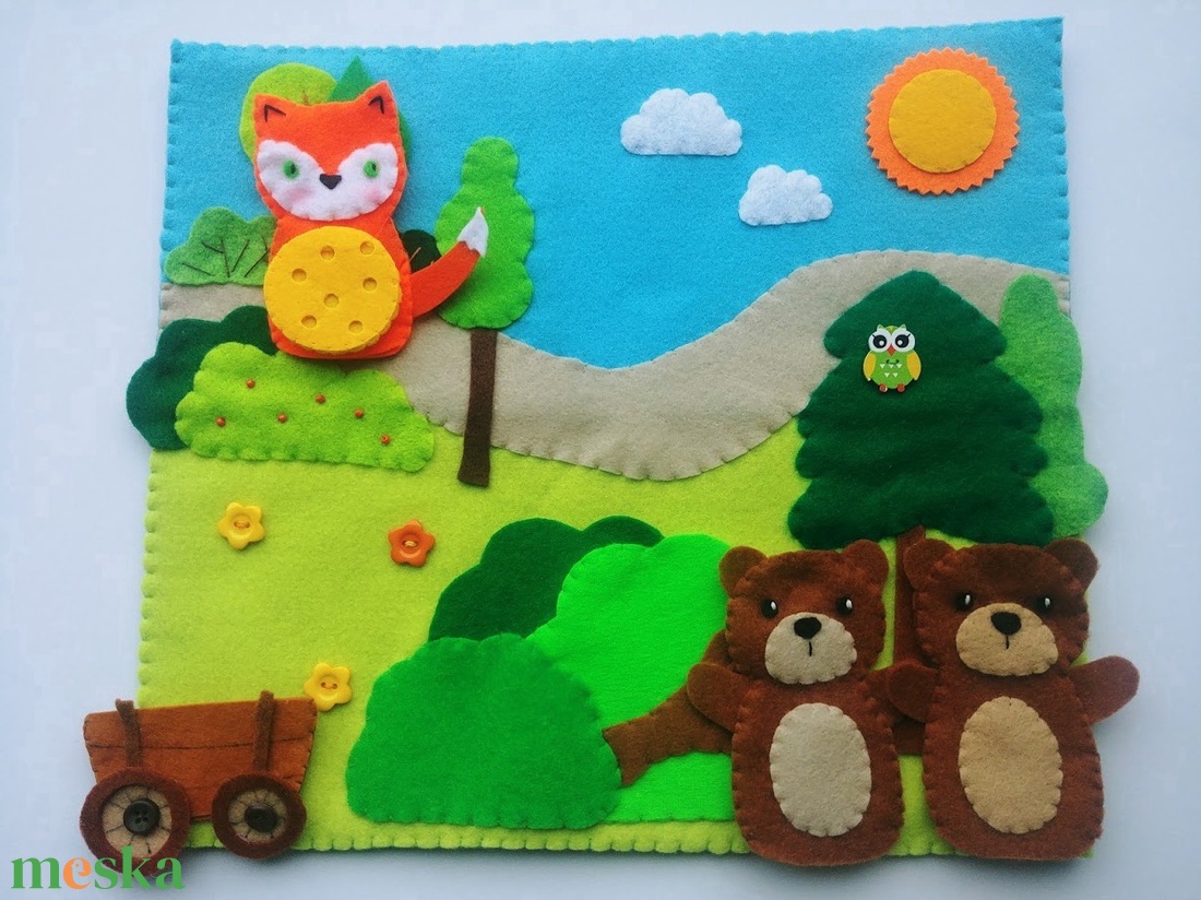 Két kicsi bocs meg a róka interaktív ujjbáb készlet -RENDELHETŐ!!! - játék & sport - bábok - báb készlet - Meska.hu