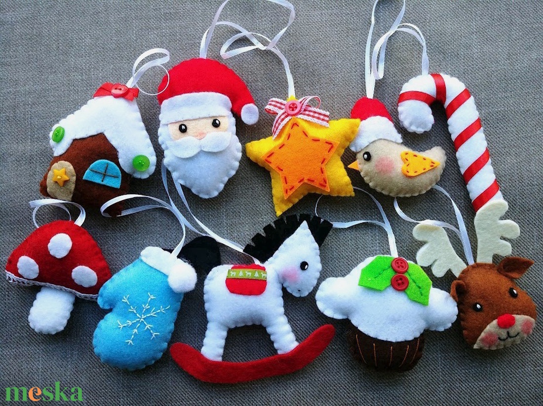Egyedi filc karácsonyi dekorációs csomag 1. - karácsony - karácsonyi lakásdekoráció - karácsonyfadíszek - Meska.hu
